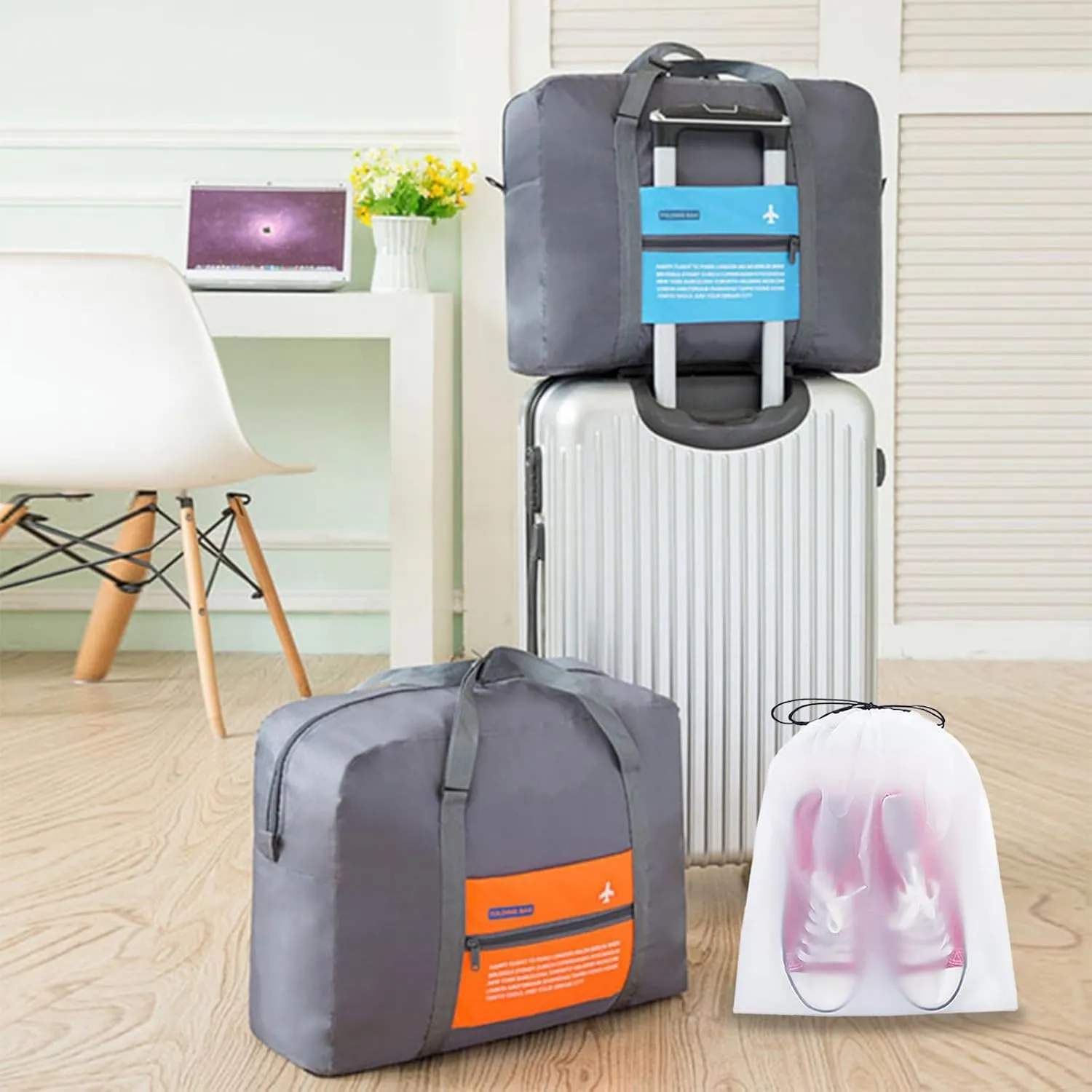 4PCS Travel Bag Foldable Duffle Bag Lightweight Luggage Bag Personal Item Bag for Airlines (4PCS Waterproof Bag)