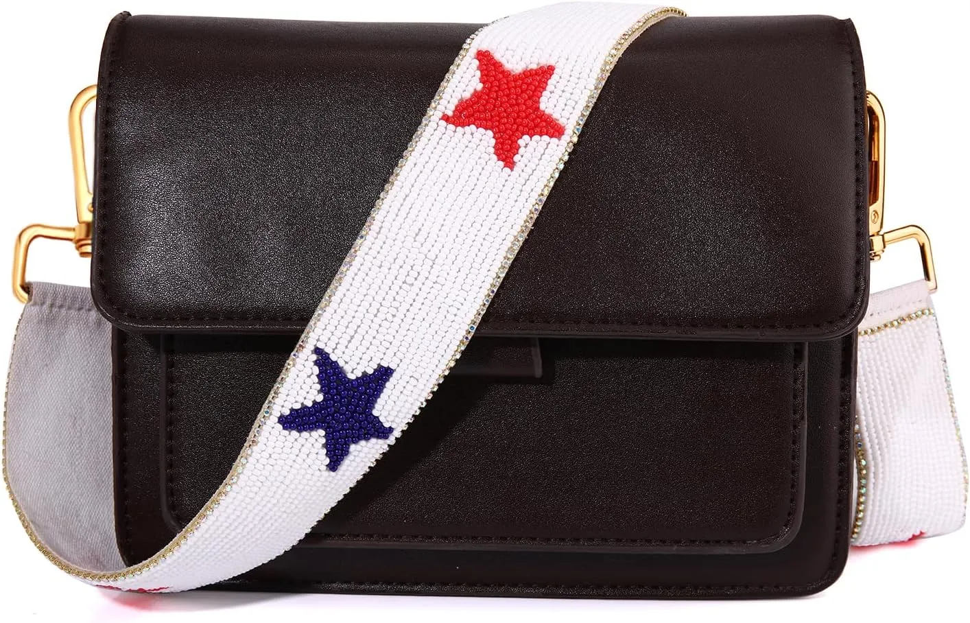 4th of July Beaded Purse Strap Red White and Blue American Flag Star Crossbody Bag Strap for Stadium Bag 4th of July Accessories Outfits (Style C)