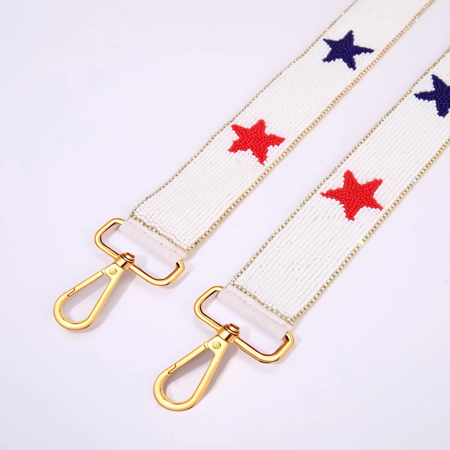 4th of July Beaded Purse Strap Red White and Blue American Flag Star Crossbody Bag Strap for Stadium Bag 4th of July Accessories Outfits (Style C)