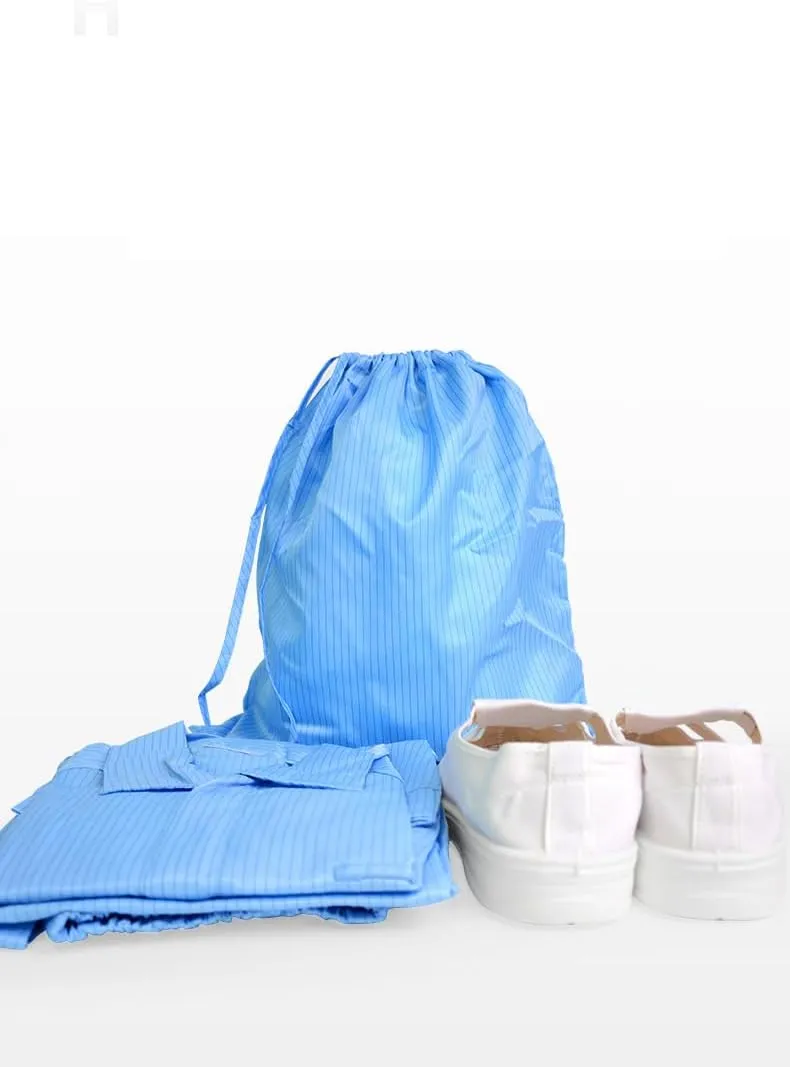 5 Pack ESD Anti-Static Dust-Free Drawstring Bags for Electronics,Cleanroom Storage and Work,28x36cm Reusable Backpack (Blue)