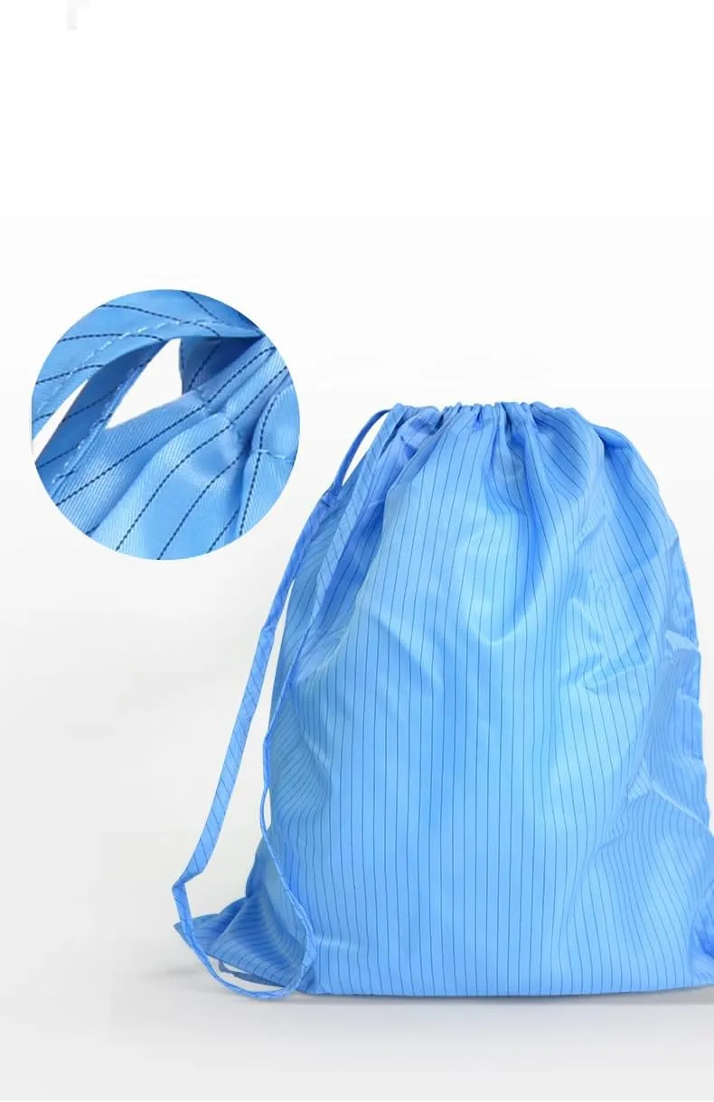 5 Pack ESD Anti-Static Dust-Free Drawstring Bags for Electronics,Cleanroom Storage and Work,28x36cm Reusable Backpack (Blue)