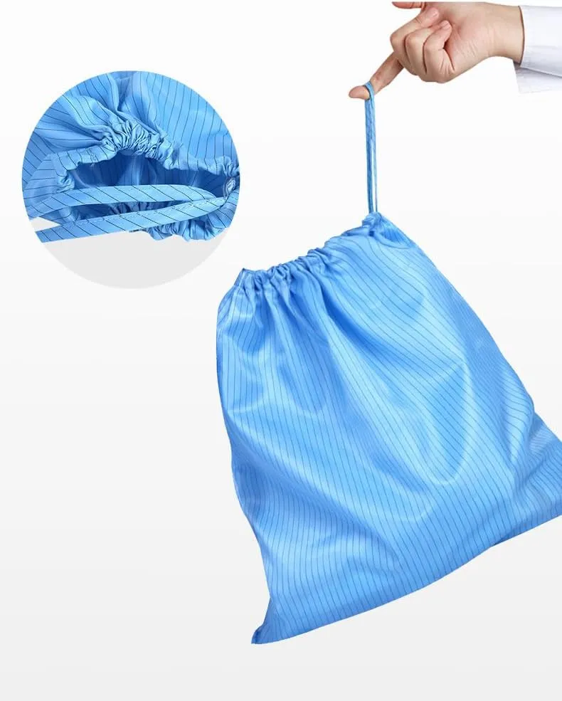 5 Pack ESD Anti-Static Dust-Free Drawstring Bags for Electronics,Cleanroom Storage and Work,28x36cm Reusable Backpack (Blue)