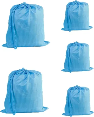 5 Pack ESD Anti-Static Dust-Free Drawstring Bags for Electronics,Cleanroom Storage and Work,28x36cm Reusable Backpack (Blue)