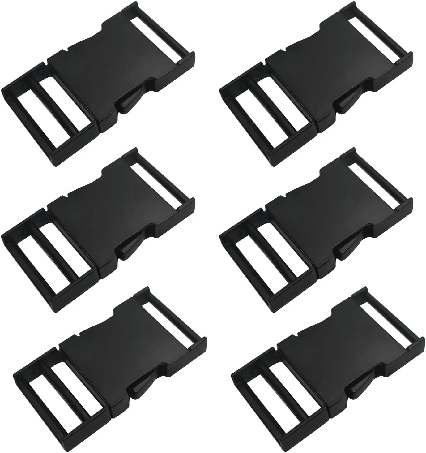 6 pcs 1 inch Metal Buckles Side Quick Release Single Adjustable Buckle for Straps Paracord Backpack Webbing Belt Dog Collars,Black