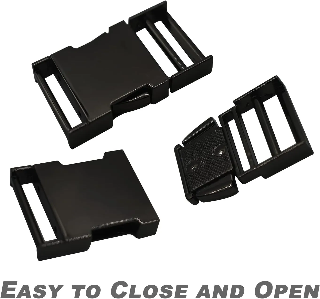 6 pcs 1 inch Metal Buckles Side Quick Release Single Adjustable Buckle for Straps Paracord Backpack Webbing Belt Dog Collars,Black