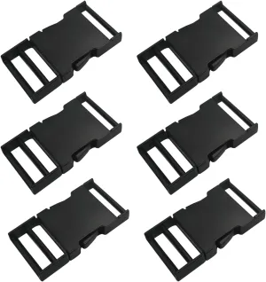6 pcs 1 inch Metal Buckles Side Quick Release Single Adjustable Buckle for Straps Paracord Backpack Webbing Belt Dog Collars,Black