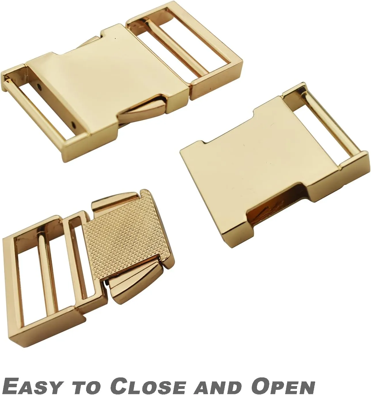 6 pcs 1 inch Metal Buckles Side Quick Release Single Adjustable Buckle for Straps Paracord Backpack Webbing Belt Dog Collars,Light Gold