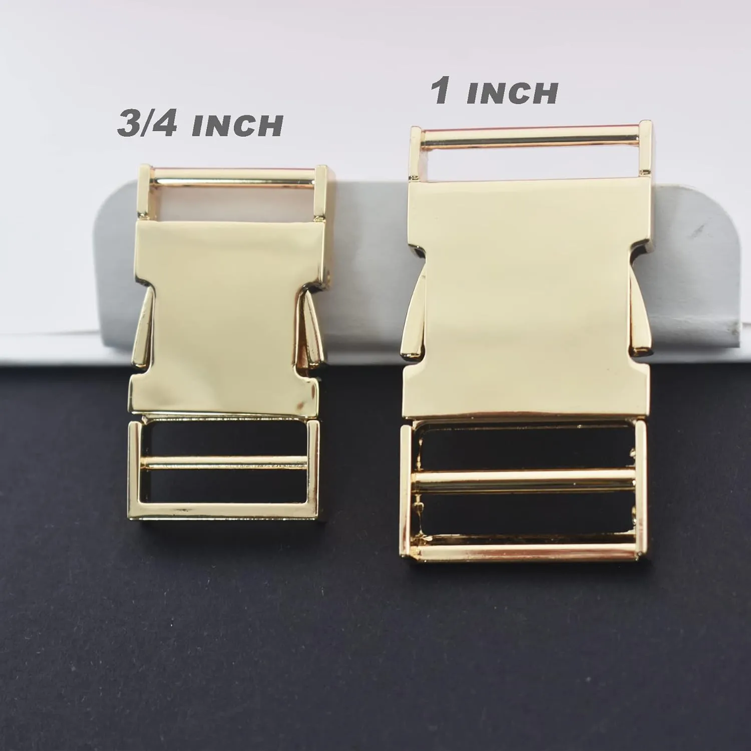 6 pcs 1 inch Metal Buckles Side Quick Release Single Adjustable Buckle for Straps Paracord Backpack Webbing Belt Dog Collars,Light Gold
