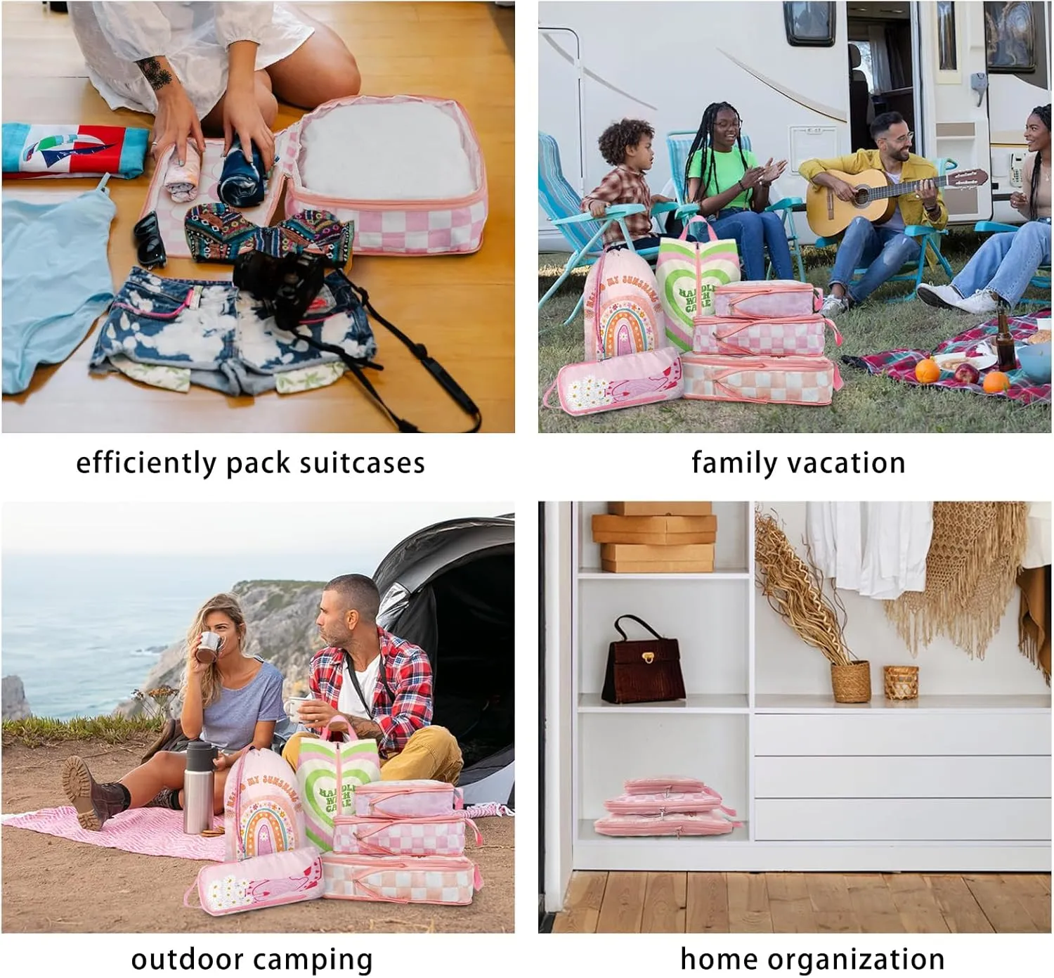 6 Pcs Compression Packing Cubes Travel for Suitcases, Waterproof Luggage Organizer Washable Storage Bags Set - Packaging Cubes for Backpack Travel Perfect for Carry-Ons and Storage