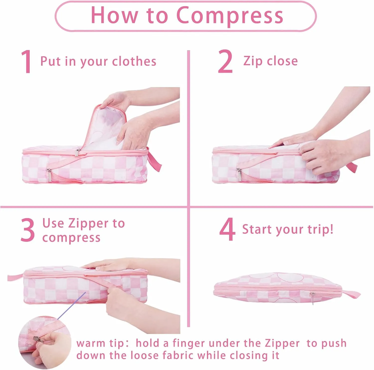 6 Pcs Compression Packing Cubes Travel for Suitcases, Waterproof Luggage Organizer Washable Storage Bags Set - Packaging Cubes for Backpack Travel Perfect for Carry-Ons and Storage