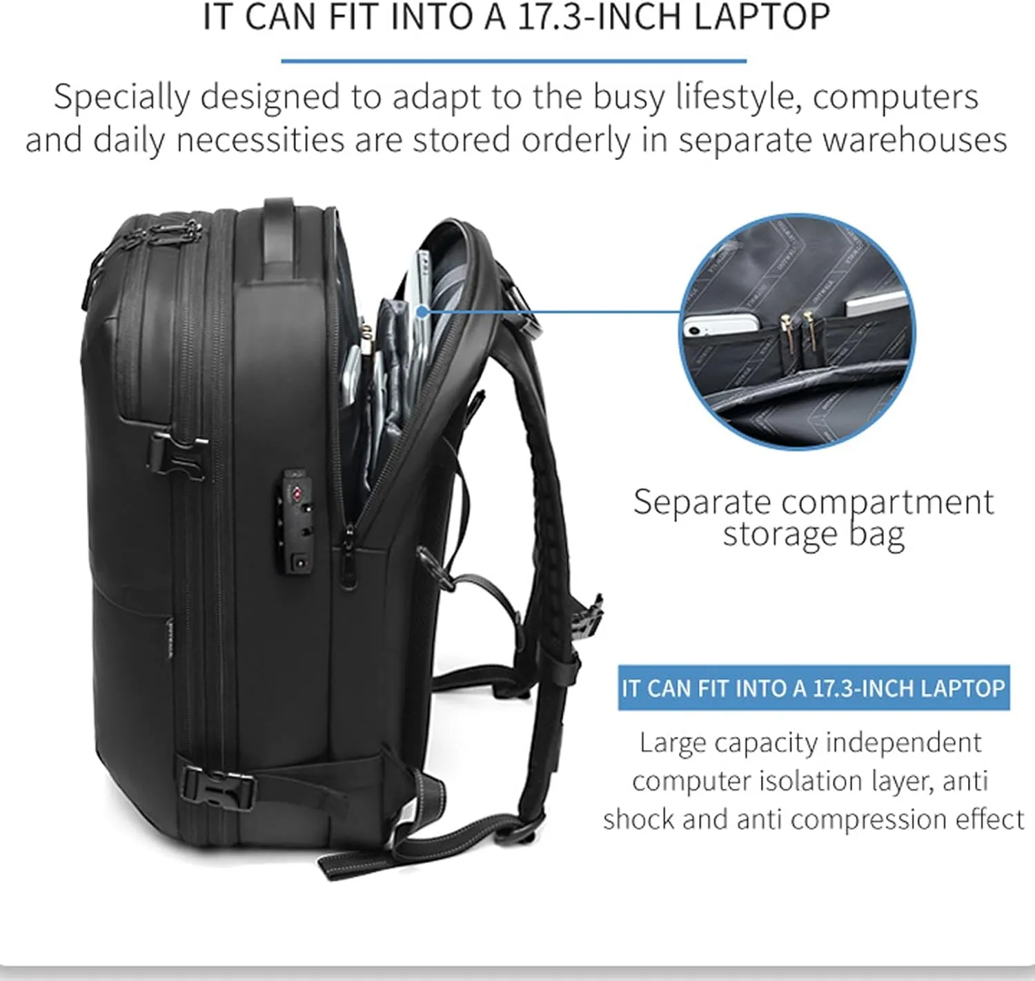 60L Voyage Vac Backpack,Expandable Vacuum Seal Travel Backpack Tsa Lock,Waterproof Anti Theft Vacuum Compression Backpacks (Blue)