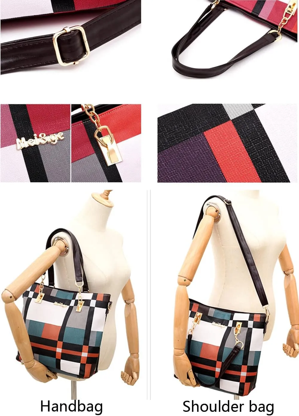6pcs Totes Purses and Handbags Set for Women PU Leather Shoulder Bags Satchel Clutch Wallet (Upgrade fabric)