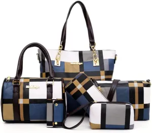 6pcs Totes Purses and Handbags Set for Women PU Leather Shoulder Bags Satchel Clutch Wallet (Upgrade fabric)