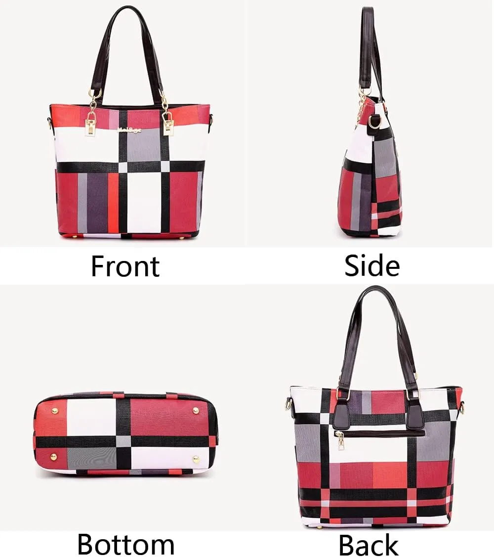 6pcs Totes Purses and Handbags Set for Women PU Leather Shoulder Bags Satchel Clutch Wallet (Upgrade fabric)