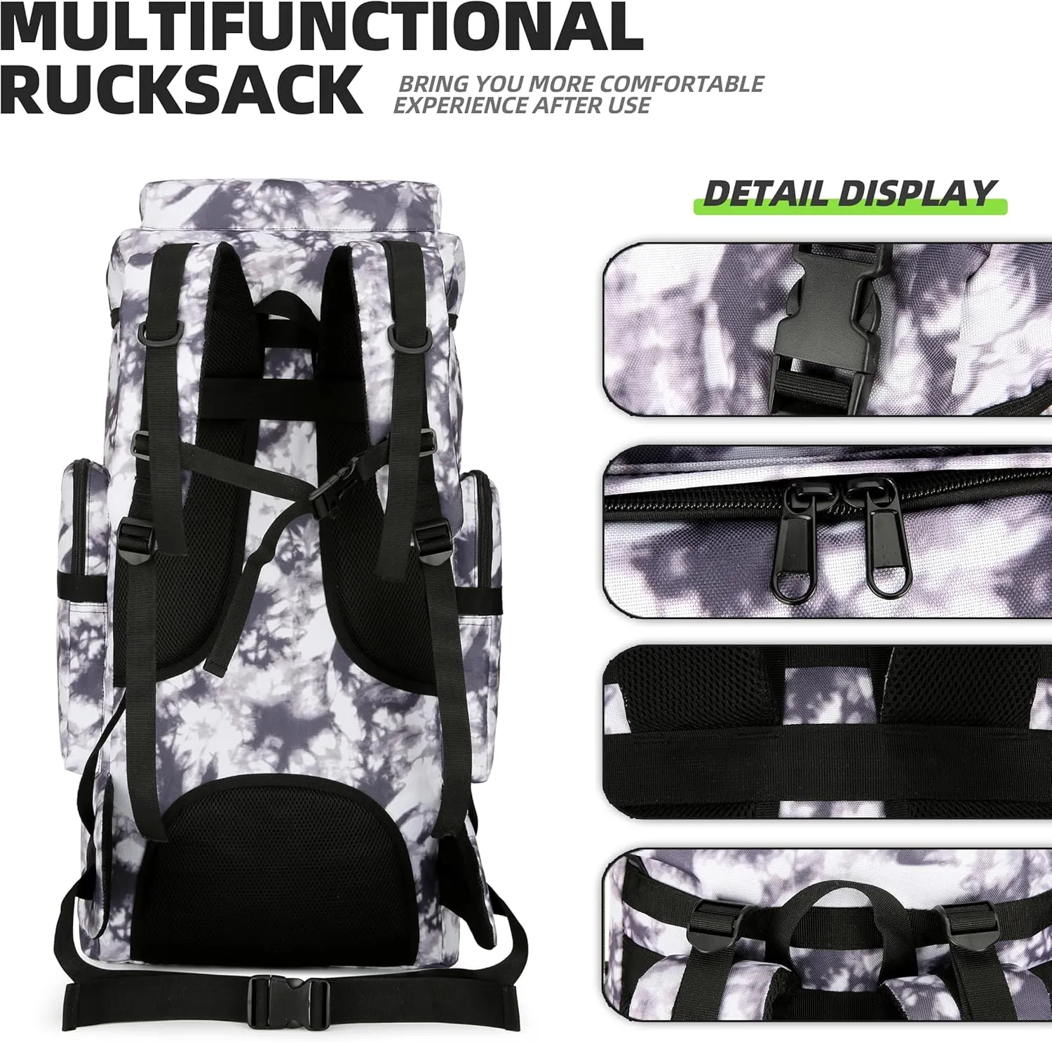 70L Hiking Backpacks Men Women Molle Army Assault Pack Tactical Bag Rucksack