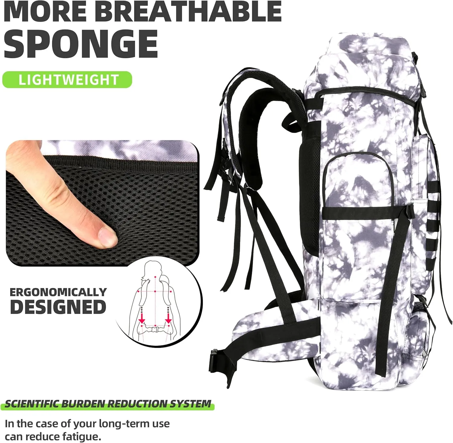 70L Hiking Backpacks Men Women Molle Army Assault Pack Tactical Bag Rucksack
