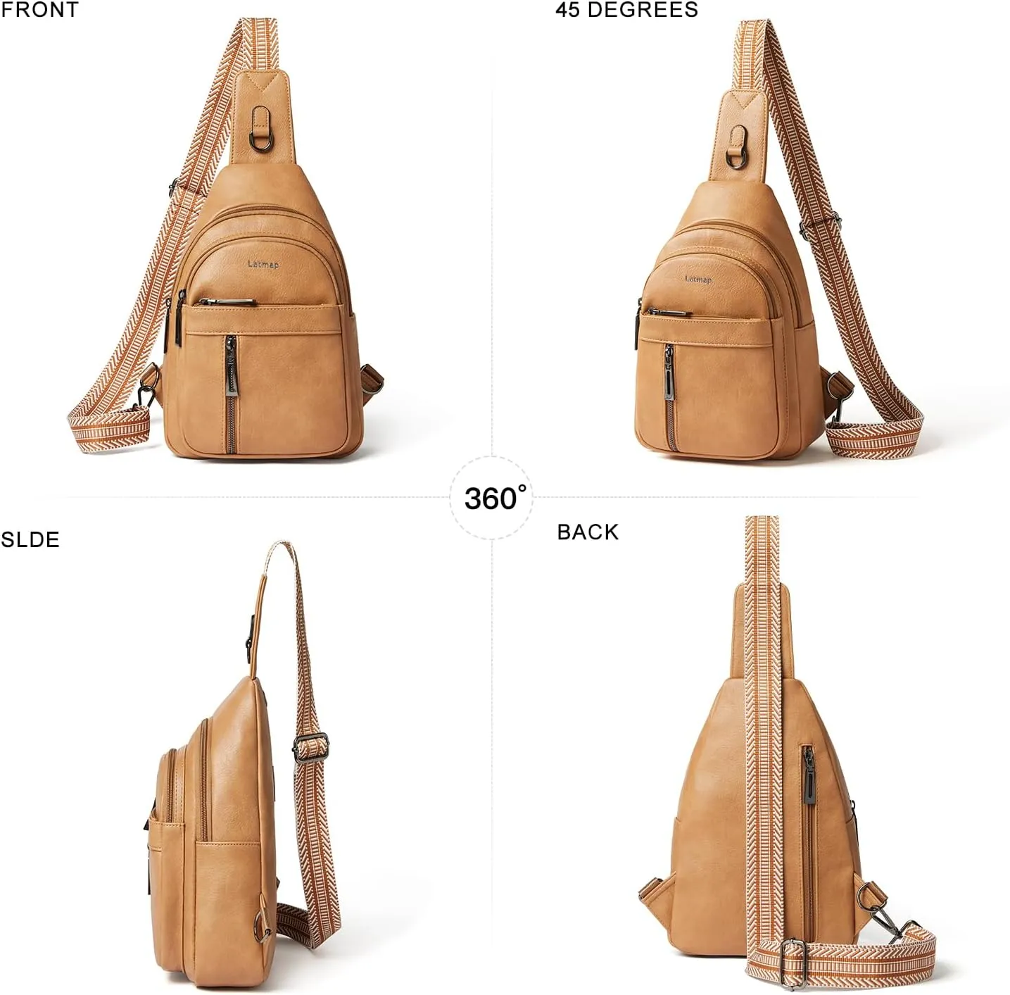 7L Sling Bag For Women Men Backpack Fanny Pack Crossbody Chest Travel Shoulder Belt Bags Purse Handbag PU Leather