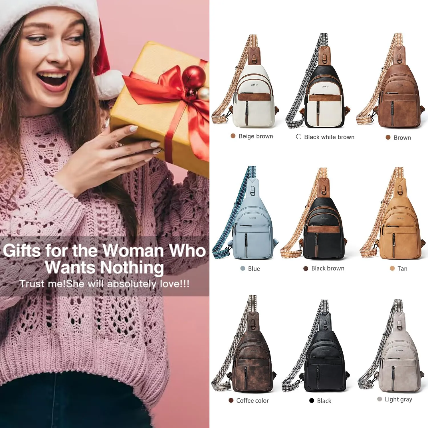 7L Sling Bag For Women Men Backpack Fanny Pack Crossbody Chest Travel Shoulder Belt Bags Purse Handbag PU Leather