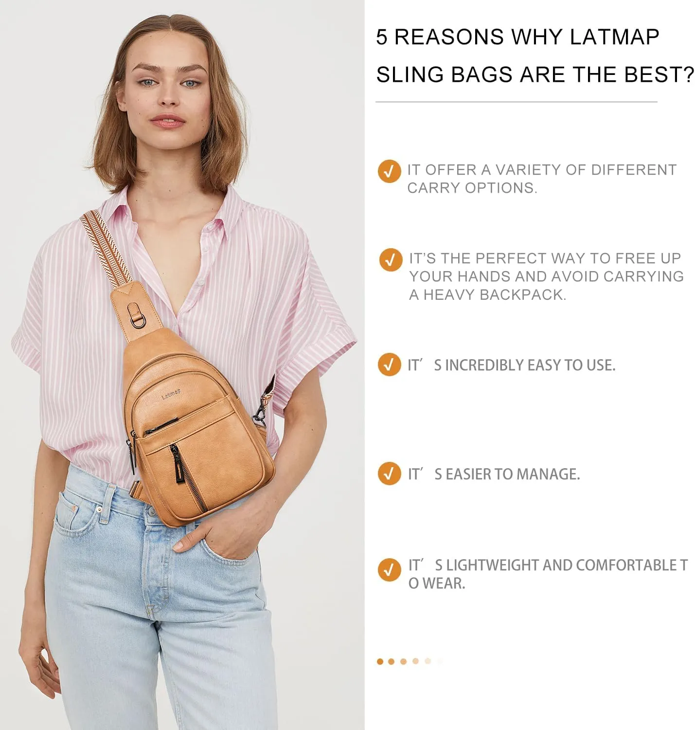 7L Sling Bag For Women Men Backpack Fanny Pack Crossbody Chest Travel Shoulder Belt Bags Purse Handbag PU Leather