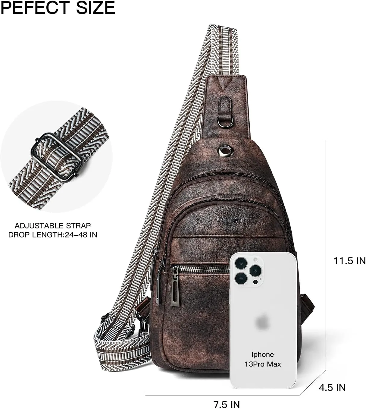 7L Sling Bag For Women Men Crossbody Shoulder Tote Blet Bags Backpack Fanny Pack Travel Purse Faux Leather