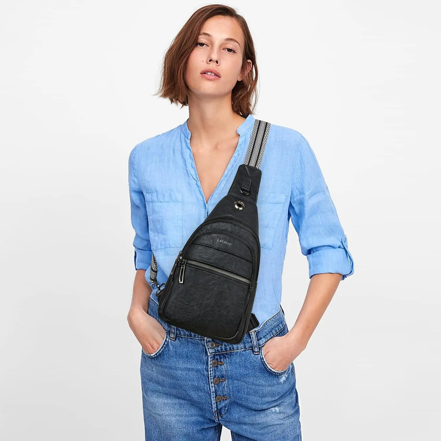 7L Sling Bag For Women Men Crossbody Shoulder Tote Blet Bags Backpack Fanny Pack Travel Purse Faux Leather