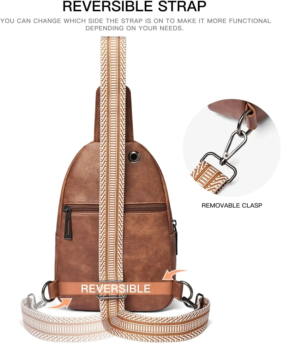 7L Sling Bag For Women Men Crossbody Shoulder Tote Blet Bags Backpack Fanny Pack Travel Purse Faux Leather