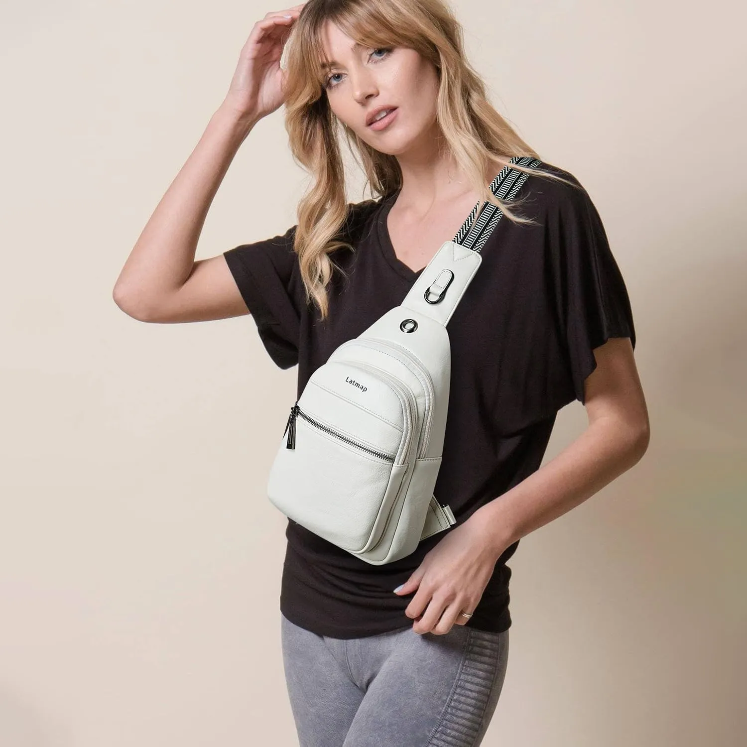 7L Sling Bag For Women Men Crossbody Shoulder Tote Blet Bags Backpack Fanny Pack Travel Purse Faux Leather