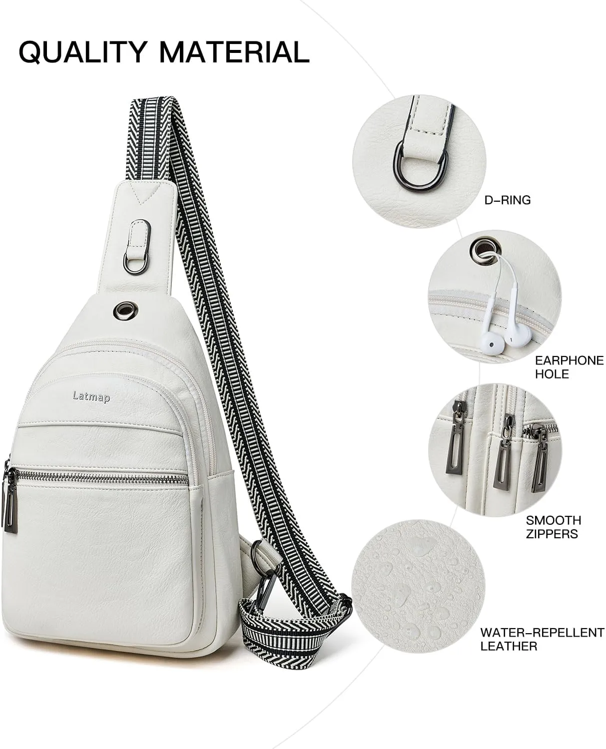 7L Sling Bag For Women Men Crossbody Shoulder Tote Blet Bags Backpack Fanny Pack Travel Purse Faux Leather