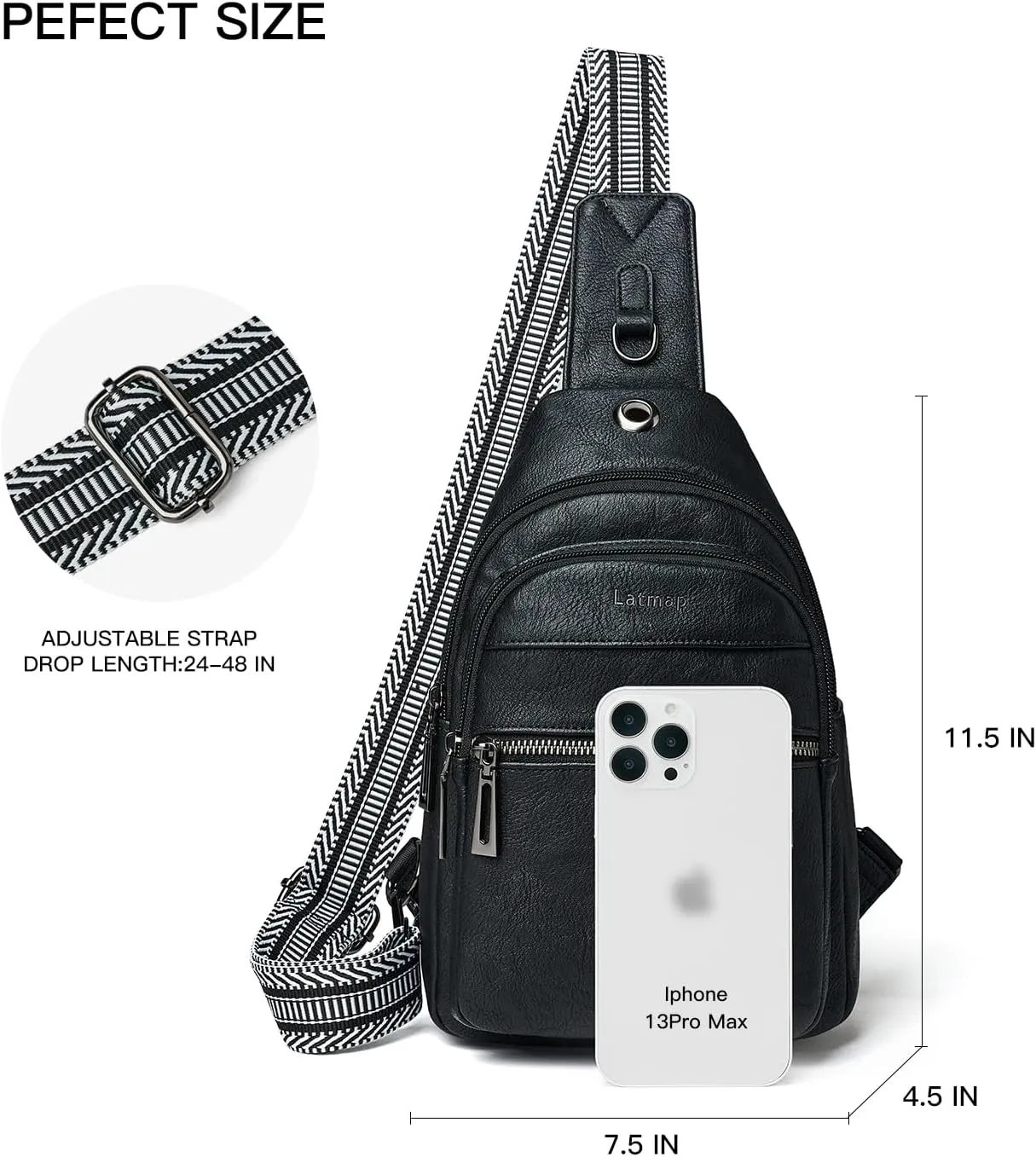 7L Sling Bag For Women Men Crossbody Shoulder Tote Blet Bags Backpack Fanny Pack Travel Purse Faux Leather
