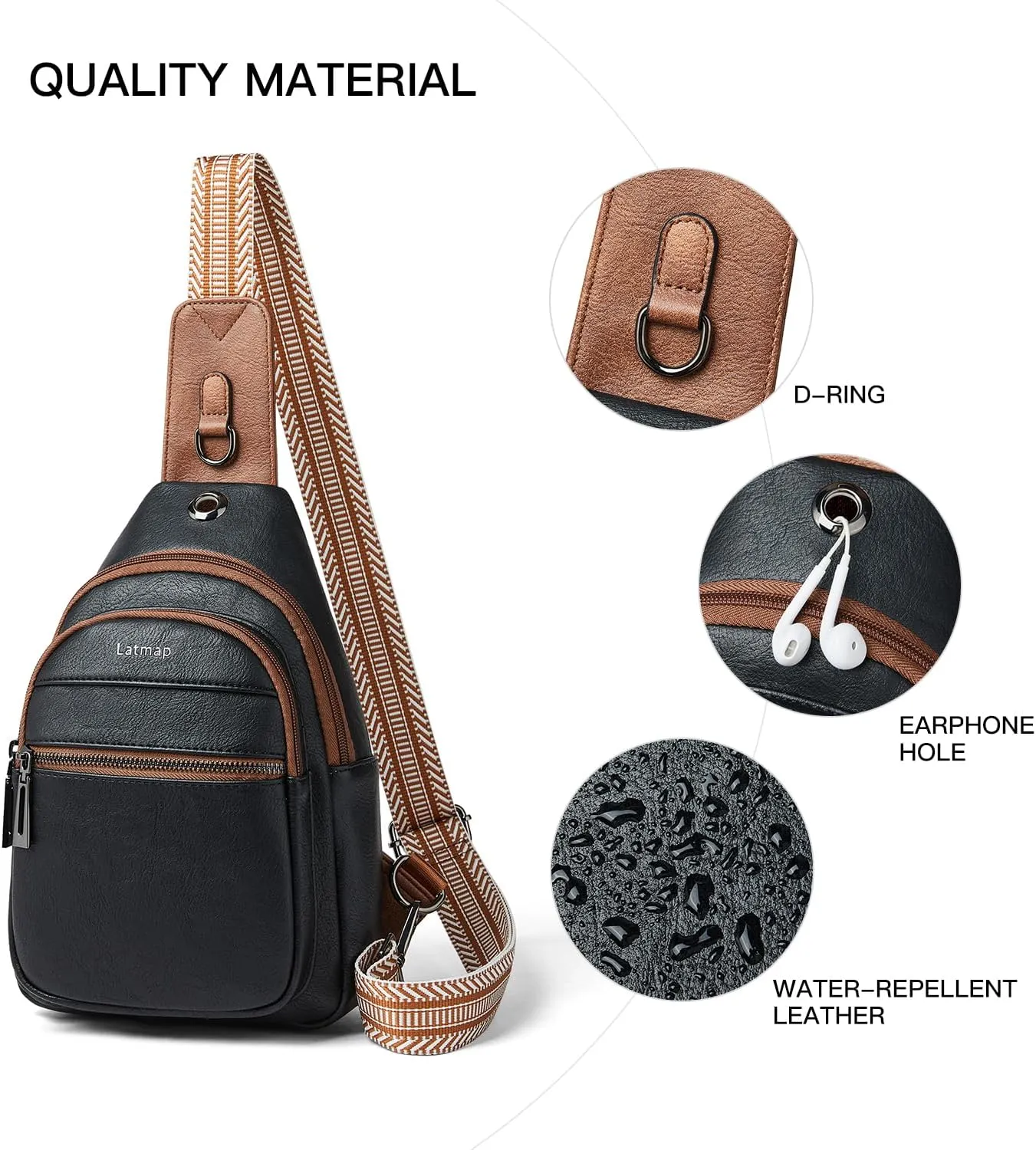 7L Sling Bag For Women Men Crossbody Shoulder Tote Blet Bags Backpack Fanny Pack Travel Purse Faux Leather