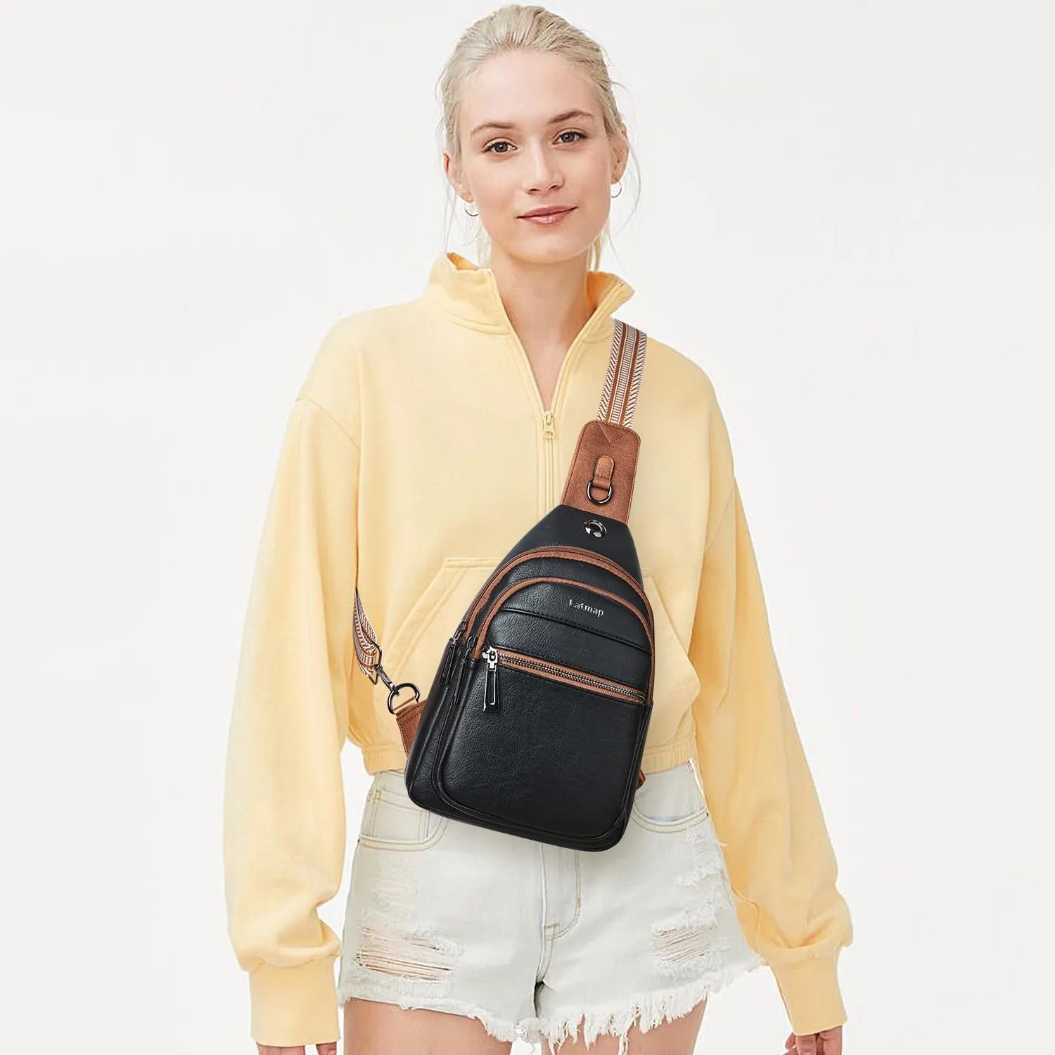 7L Sling Bag For Women Men Crossbody Shoulder Tote Blet Bags Backpack Fanny Pack Travel Purse Faux Leather