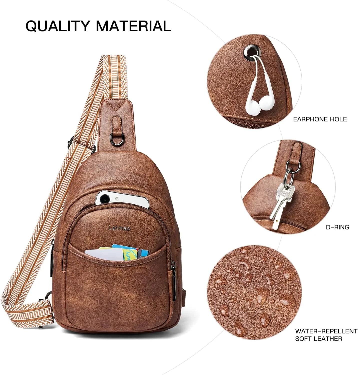 7L Sling Bag For Women Men Crossbody Shoulder Tote Blet Bags Backpack Fanny Pack Travel Purse Faux Leather