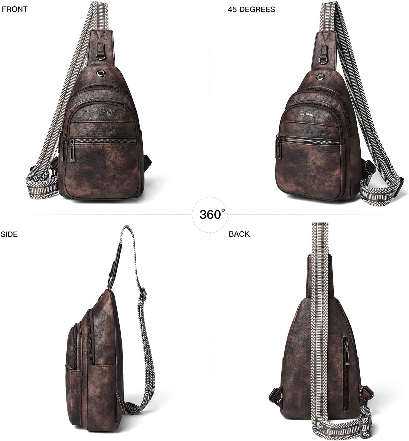 7L Sling Bag For Women Men Crossbody Shoulder Tote Blet Bags Backpack Fanny Pack Travel Purse Faux Leather
