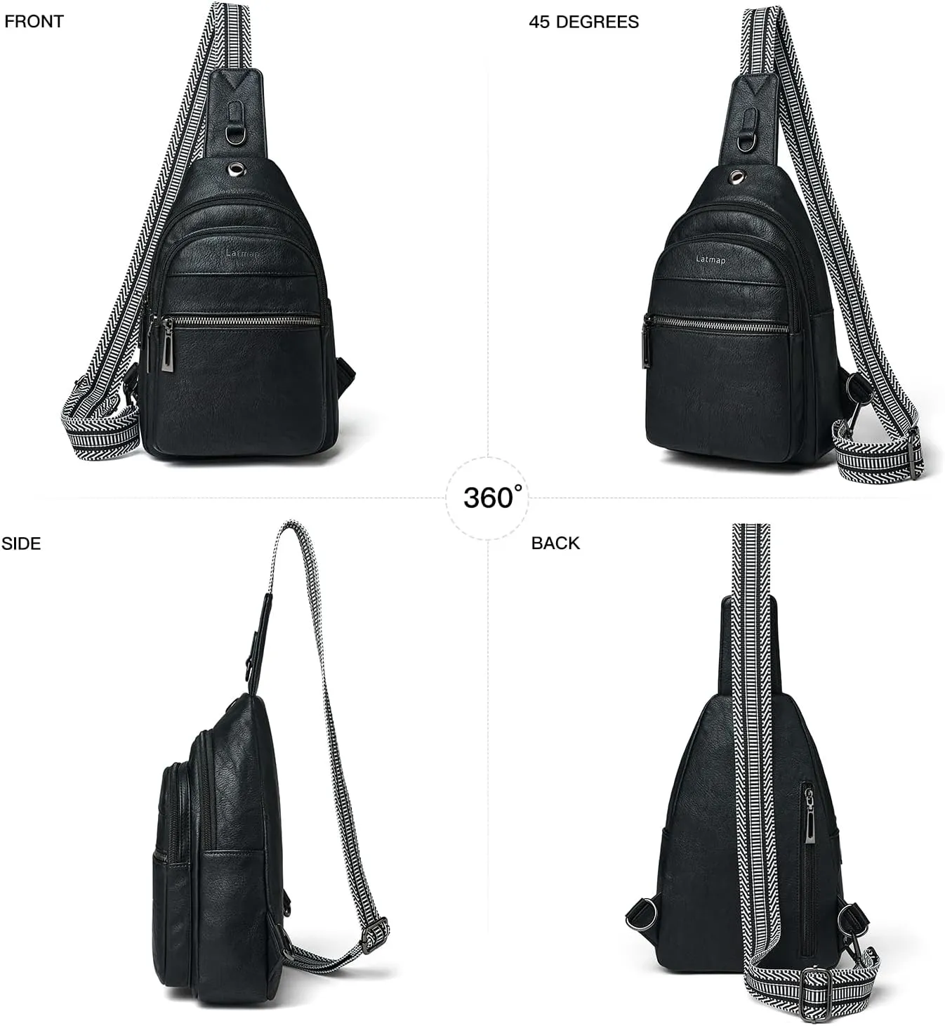 7L Sling Bag For Women Men Crossbody Shoulder Tote Blet Bags Backpack Fanny Pack Travel Purse Faux Leather