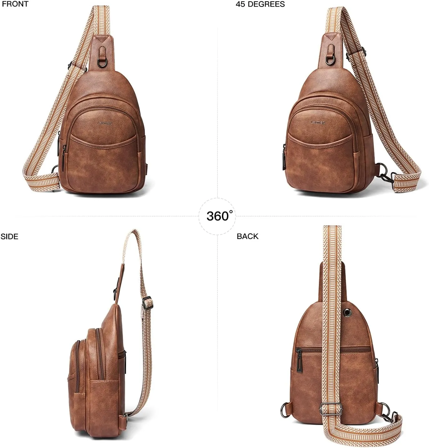 7L Sling Bag For Women Men Crossbody Shoulder Tote Blet Bags Backpack Fanny Pack Travel Purse Faux Leather