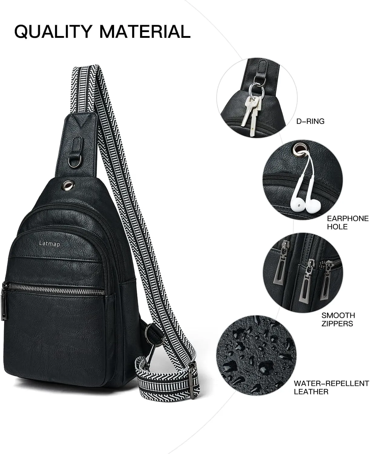 7L Sling Bag For Women Men Crossbody Shoulder Tote Blet Bags Backpack Fanny Pack Travel Purse Faux Leather