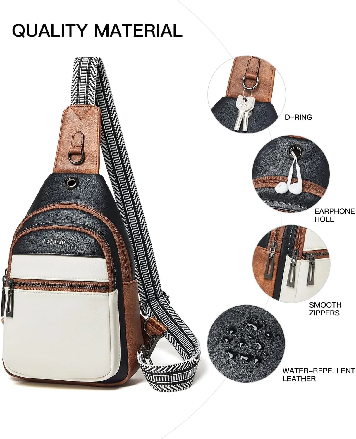 7L Sling Bag For Women Men Crossbody Shoulder Tote Blet Bags Backpack Fanny Pack Travel Purse Faux Leather