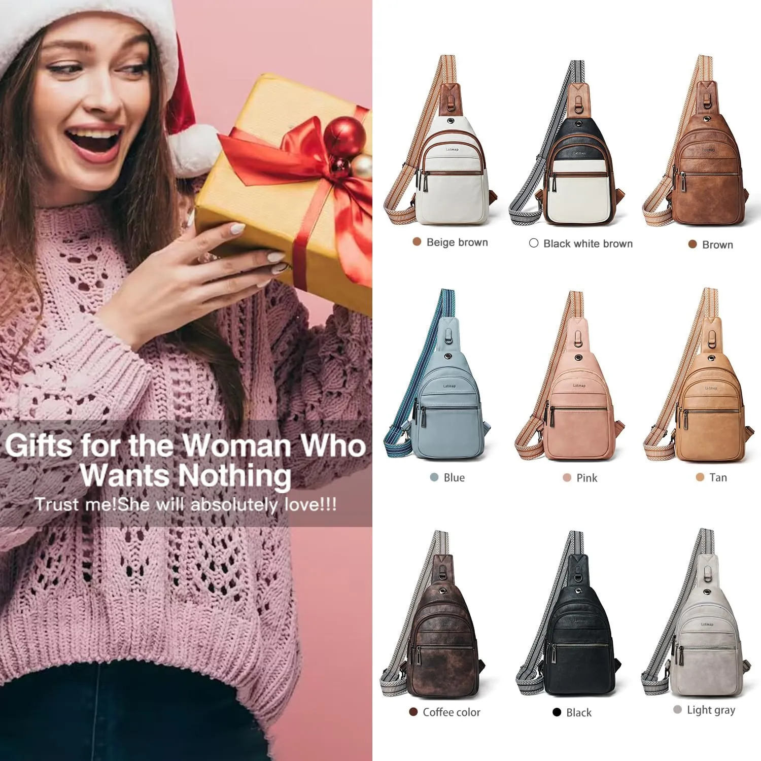 7L Sling Bag For Women Men Crossbody Shoulder Tote Blet Bags Backpack Fanny Pack Travel Purse Faux Leather