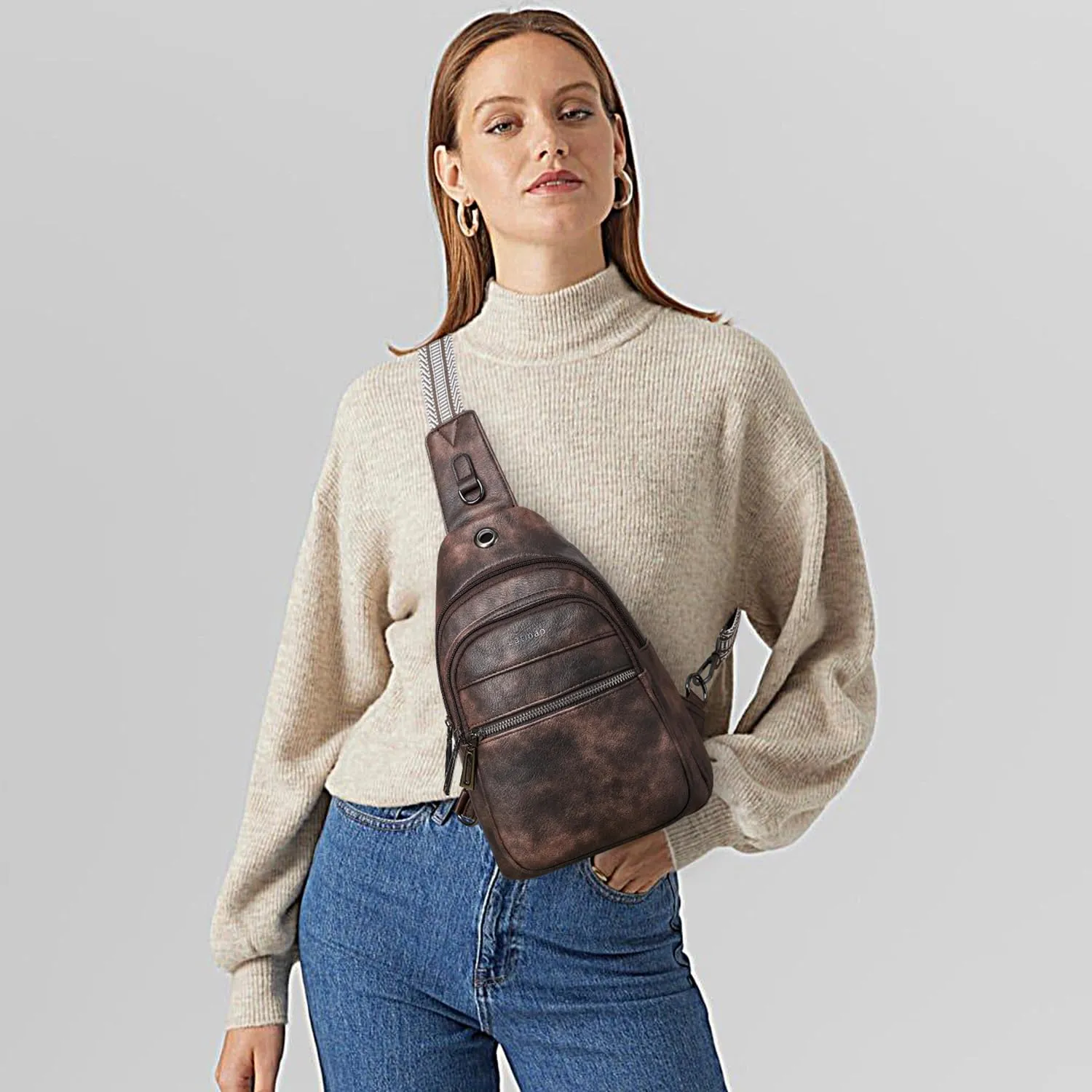 7L Sling Bag For Women Men Crossbody Shoulder Tote Blet Bags Backpack Fanny Pack Travel Purse Faux Leather