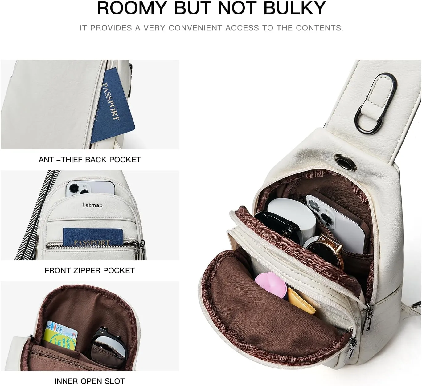 7L Sling Bag For Women Men Crossbody Shoulder Tote Blet Bags Backpack Fanny Pack Travel Purse Faux Leather