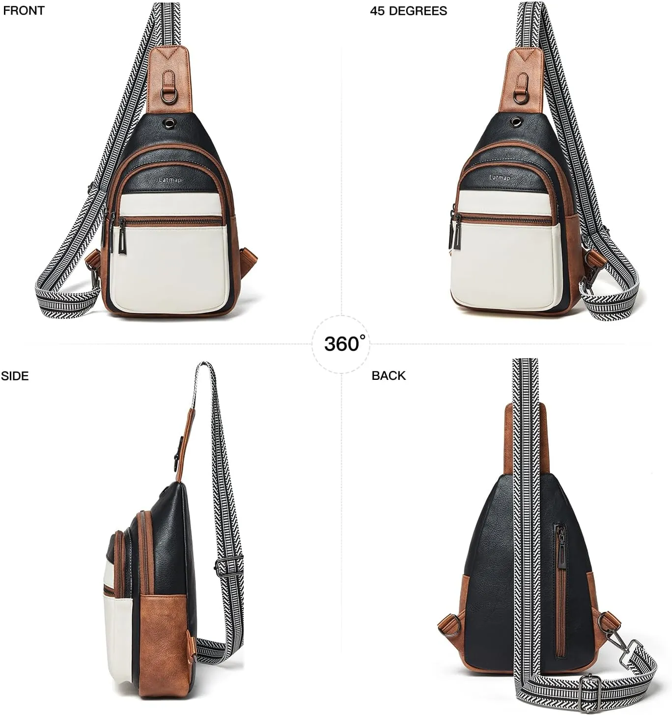 7L Sling Bag For Women Men Crossbody Shoulder Tote Blet Bags Backpack Fanny Pack Travel Purse Faux Leather