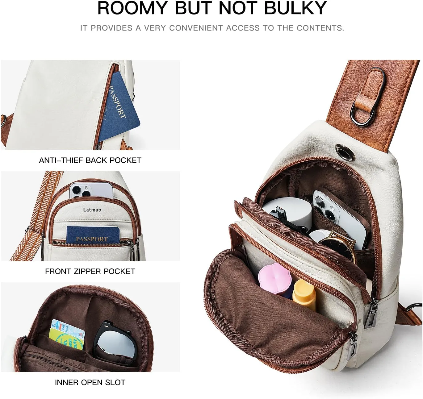 7L Sling Bag For Women Men Crossbody Shoulder Tote Blet Bags Backpack Fanny Pack Travel Purse Faux Leather