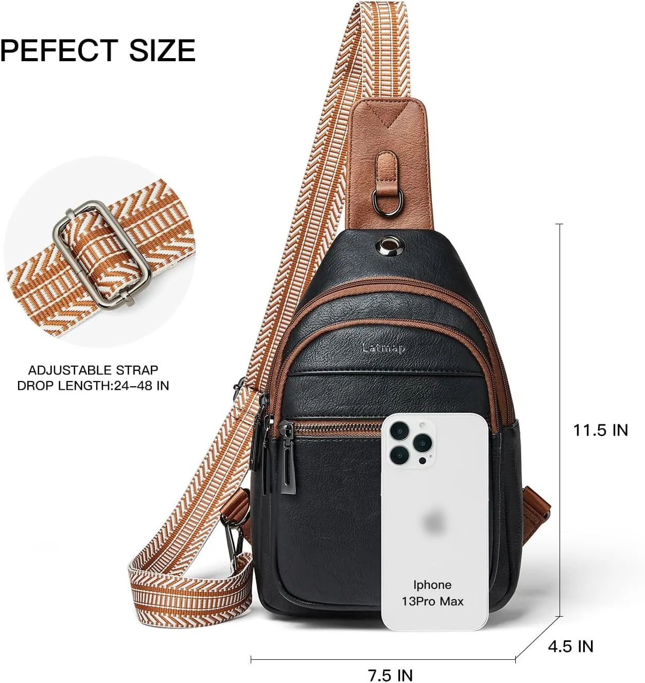 7L Sling Bag For Women Men Crossbody Shoulder Tote Blet Bags Backpack Fanny Pack Travel Purse Faux Leather