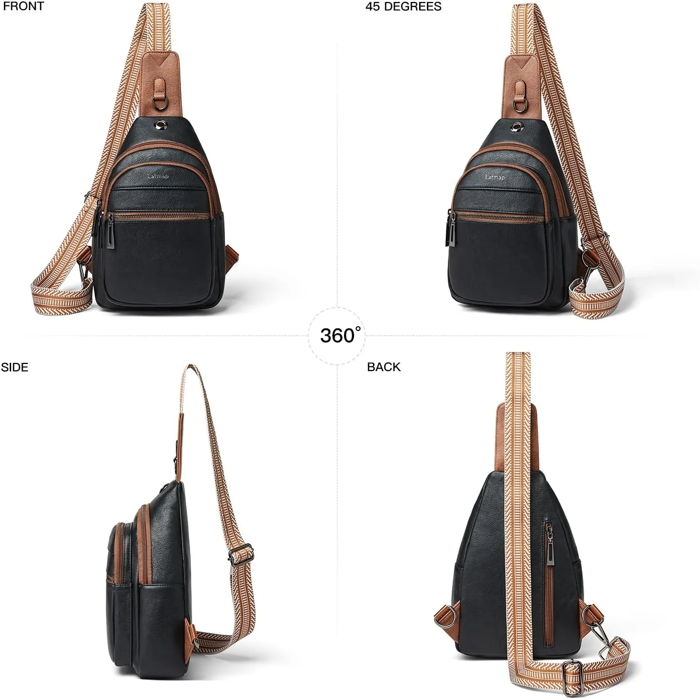 7L Sling Bag For Women Men Crossbody Shoulder Tote Blet Bags Backpack Fanny Pack Travel Purse Faux Leather
