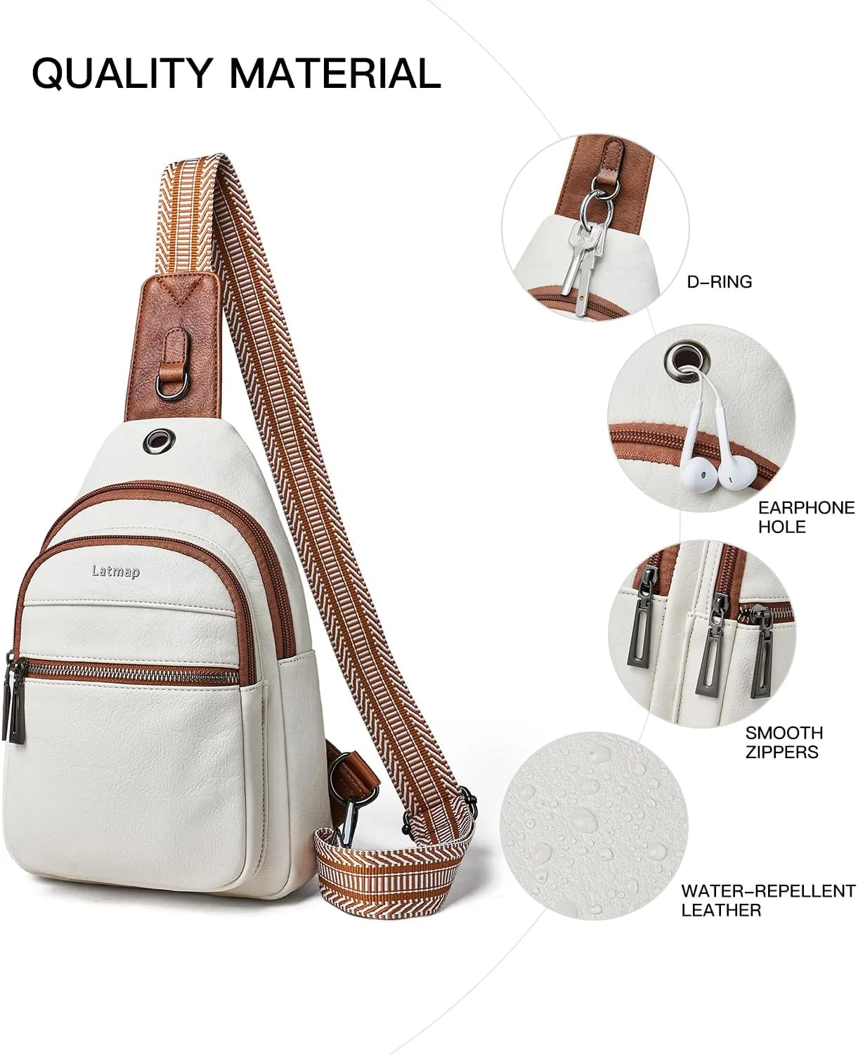 7L Sling Bag For Women Men Crossbody Shoulder Tote Blet Bags Backpack Fanny Pack Travel Purse Faux Leather