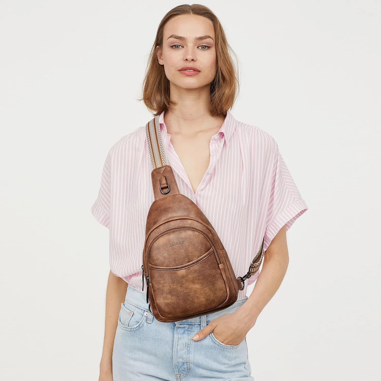 7L Sling Bag For Women Men Crossbody Shoulder Tote Blet Bags Backpack Fanny Pack Travel Purse Faux Leather