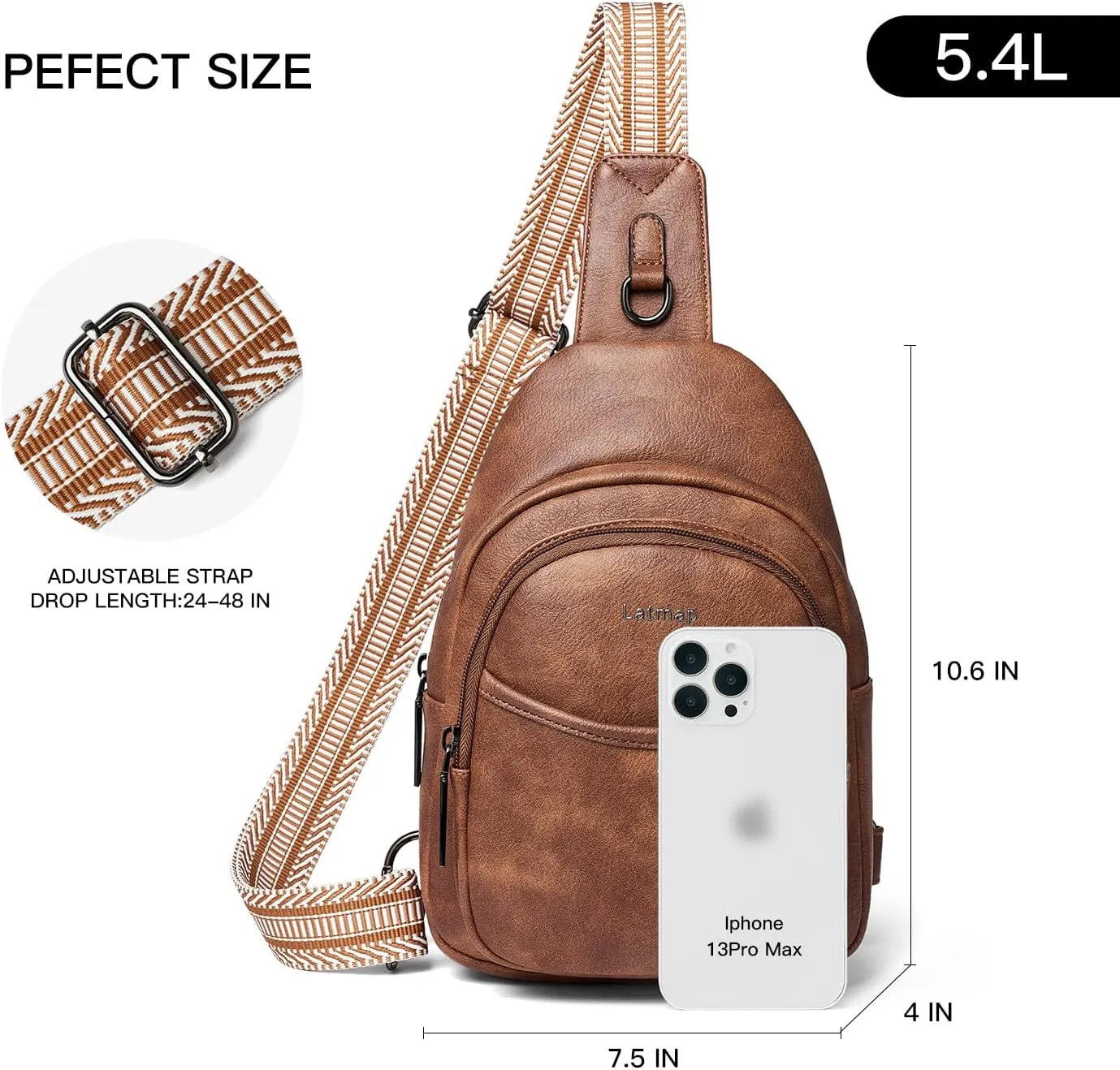 7L Sling Bag For Women Men Crossbody Shoulder Tote Blet Bags Backpack Fanny Pack Travel Purse Faux Leather