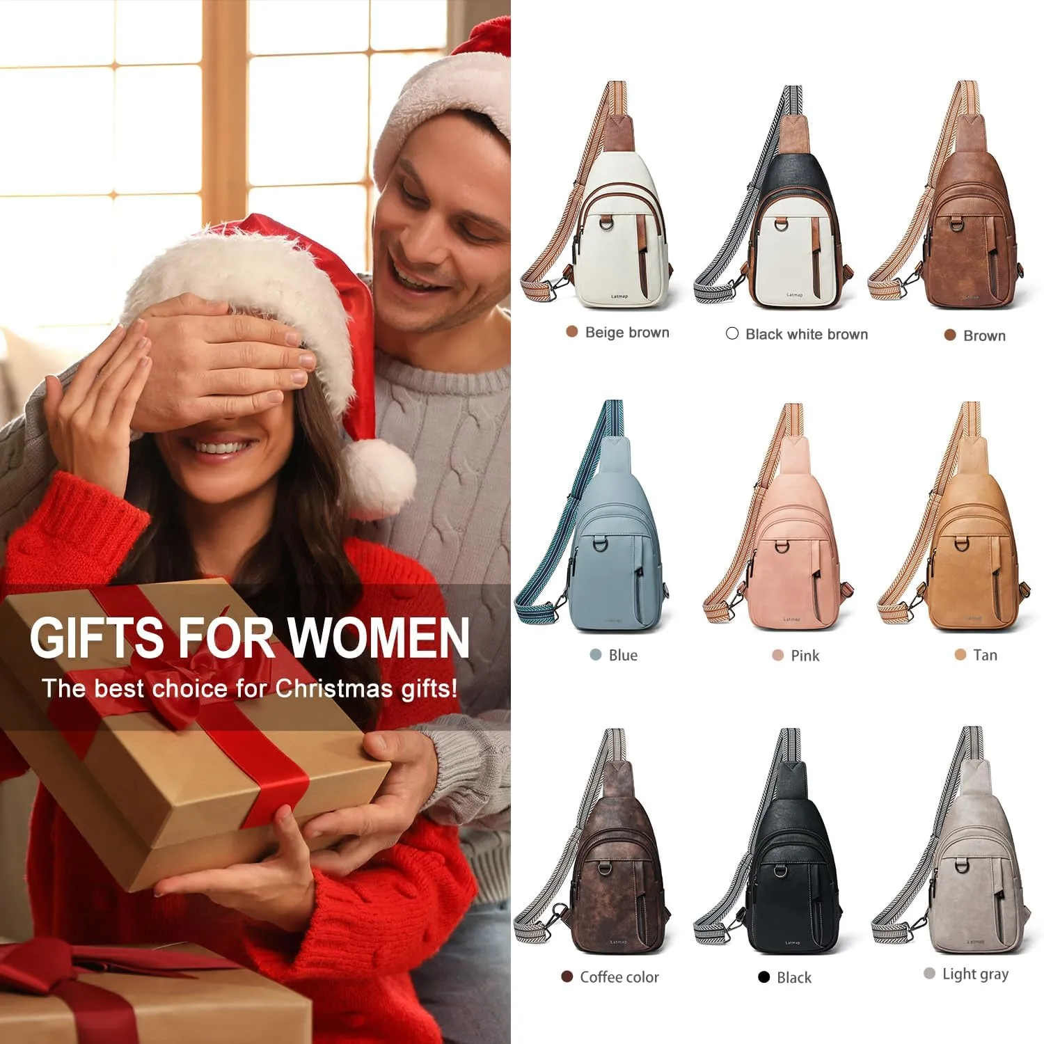 7L Sling Bag for Women Men Leather Small Sling Backpack Daypack Anti Theft Fanny Pack Crossbody Purse Travel
