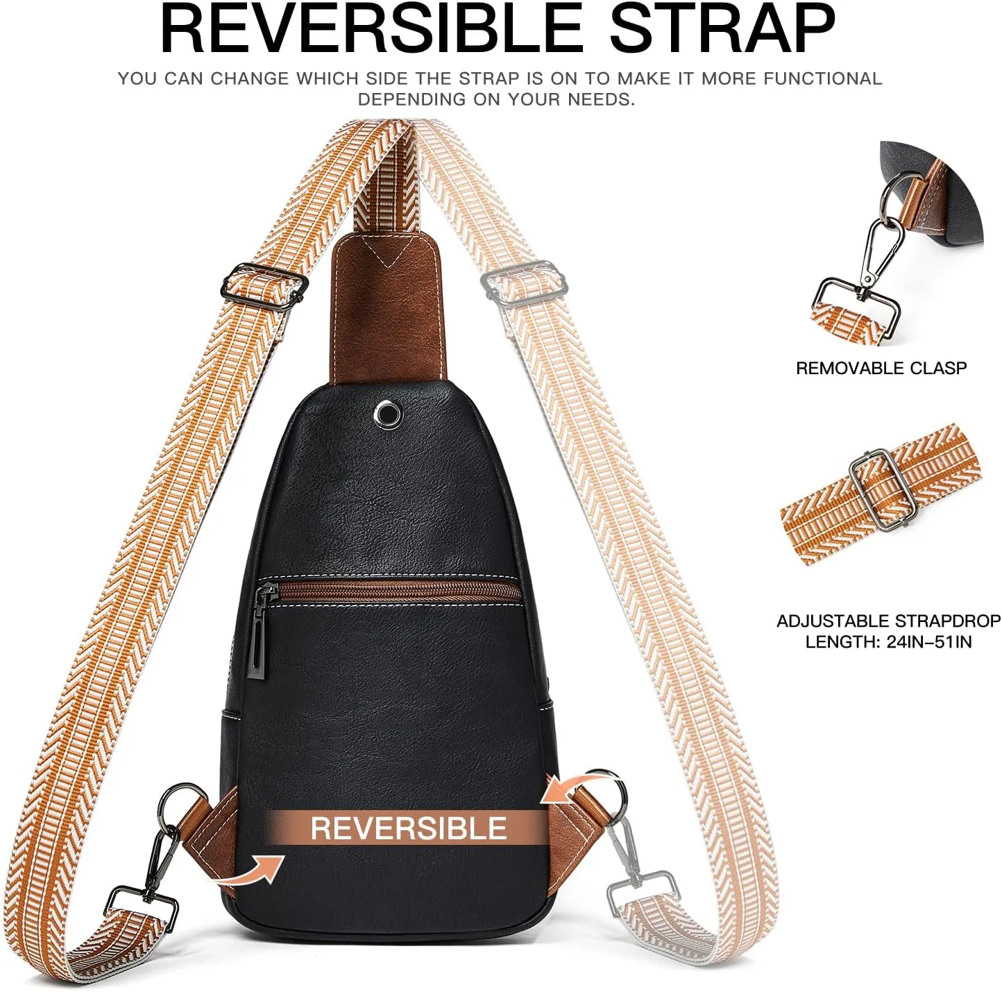 7L Sling Bag for Women Men Leather Small Sling Backpack Daypack Anti Theft Fanny Pack Crossbody Purse Travel