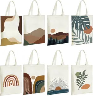 8 Pcs Christian Boho Tote Bags Bulk Canvas Bible Totes for Women Reusable Religious Bible Verse Grocery Bags